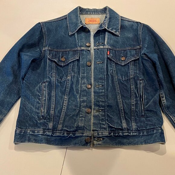 Vintage Levi's Denim Jean Jacket 70506 0216 Dark Wash Size 40 Made in USA - Picture 1 of 6